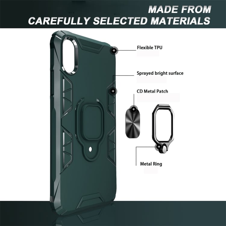 Shockproof TPU deksel med ringholder iPhone X, Svart