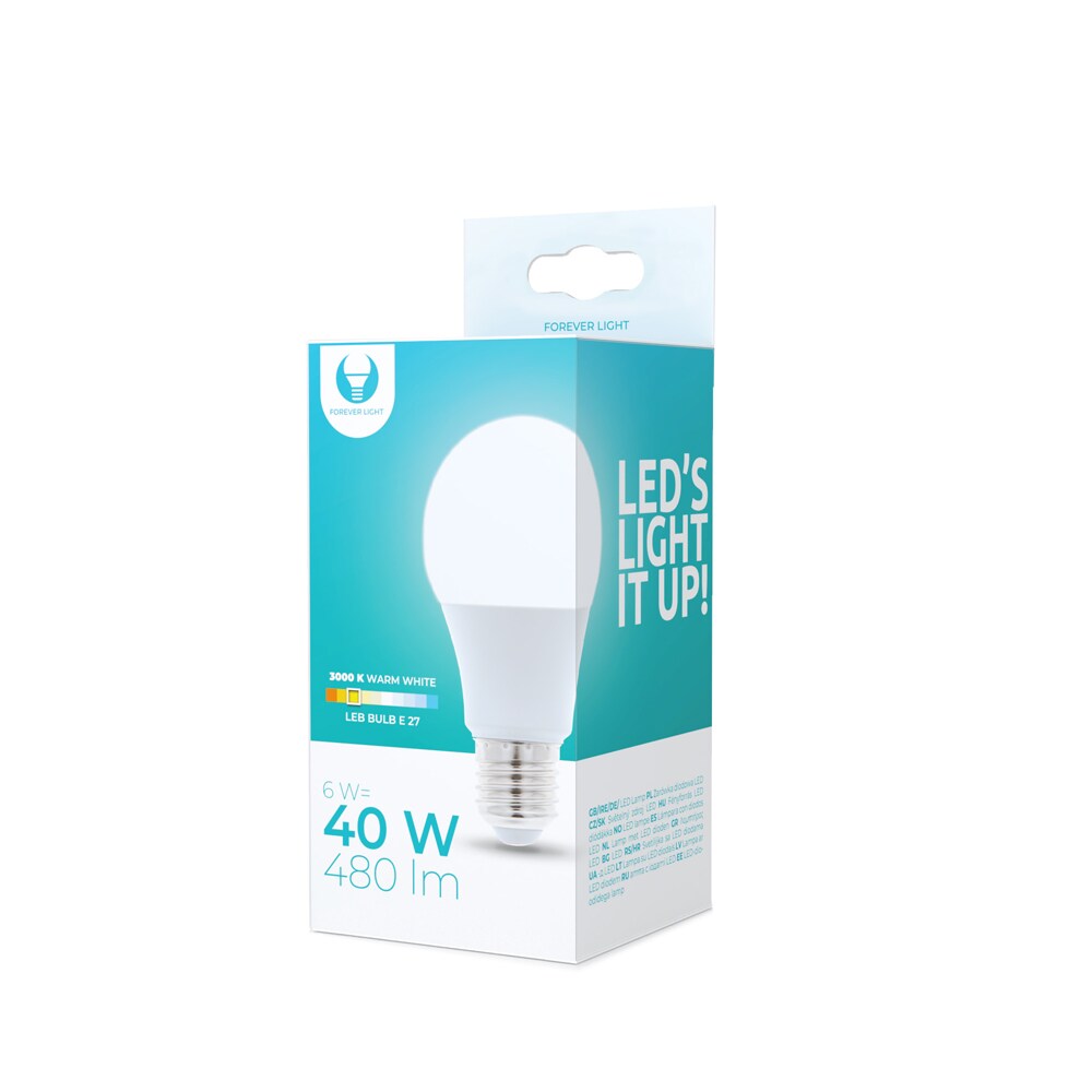 LED-Pære E27 A60 6W 230V 3000K 480lm