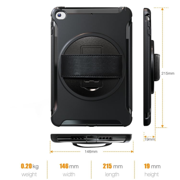 360 grader roterbar beskyttelse til iPad mini 2019 & mini 4 Svart