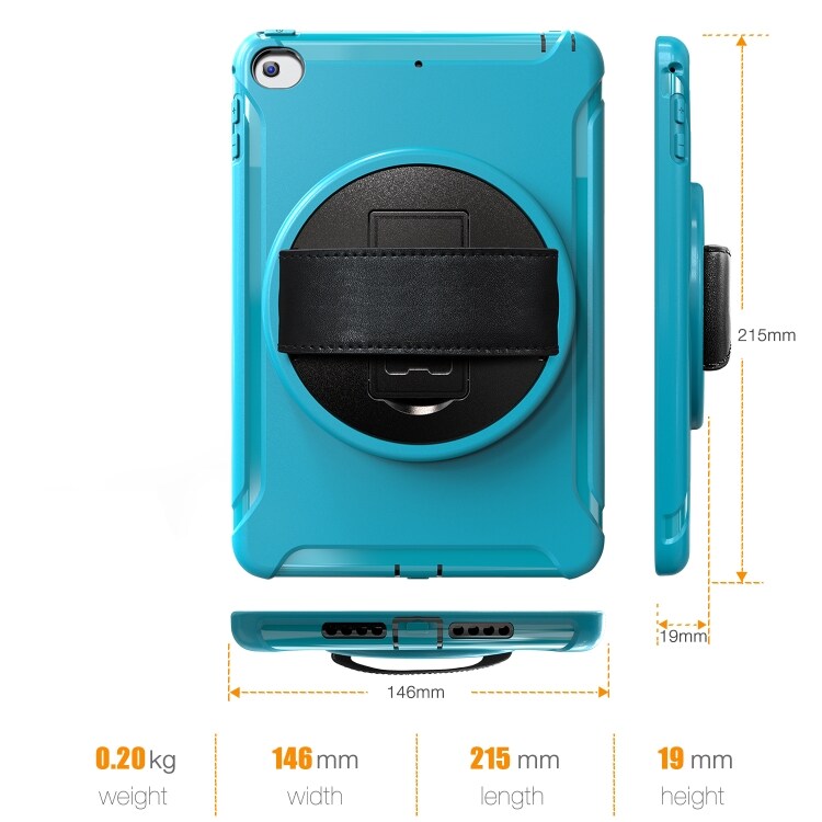 360 grader roterbar beskyttelse til iPad mini 2019 & mini 4 Lyseblå