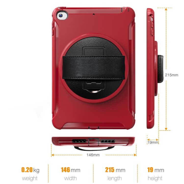 360 grader roterbar beskyttelse til iPad mini 2019 & mini 4 Rød