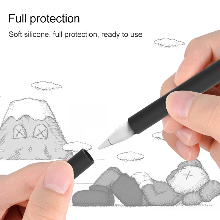 Silikonbeskyttelse med langfingeret til Apple Pencil 2  Svart