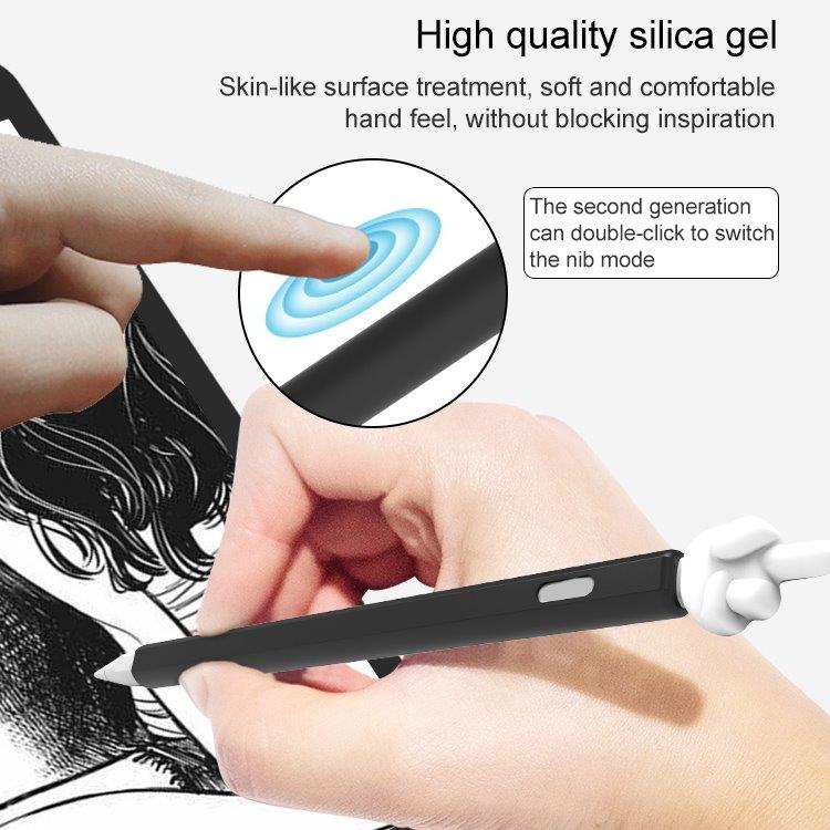 Silikonbeskyttelse med langfingeret til Apple Pencil 2  Svart