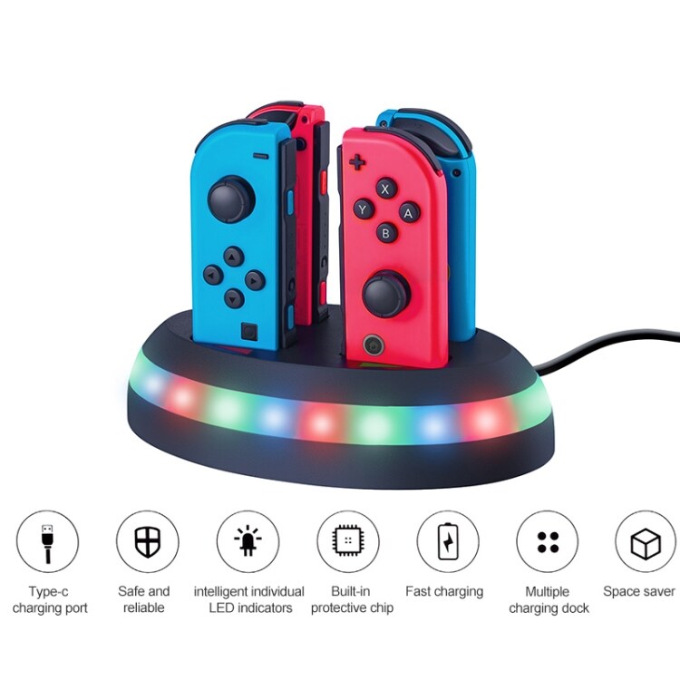Fargeglad ladedokke til Nintendo Switch