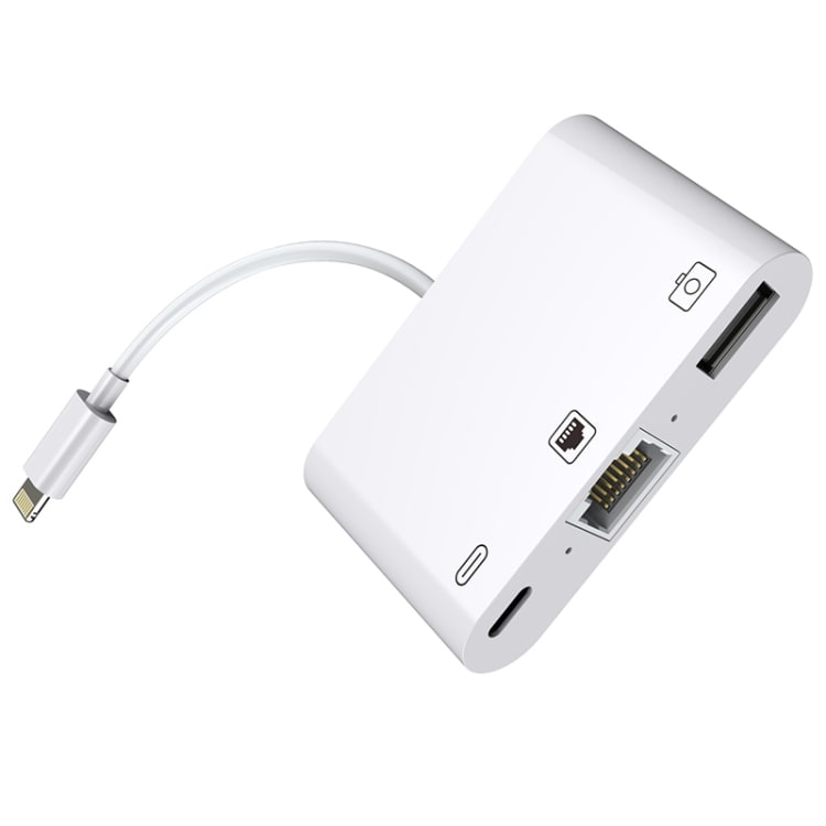 iPhone/iPad hub fra lightning til Ethernet + USB + Lightning