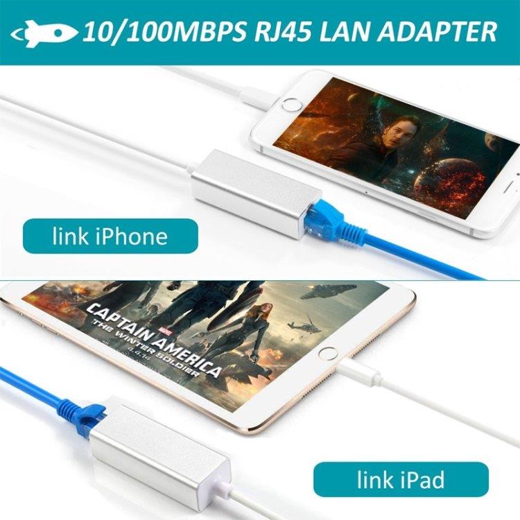 Lightning til ethernet adapter for iPhone & iPad