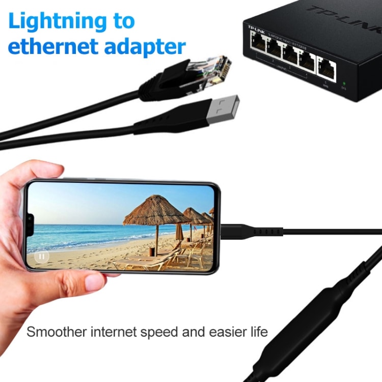 Lightning til ethernet og USB adapter for iPhone & iPad