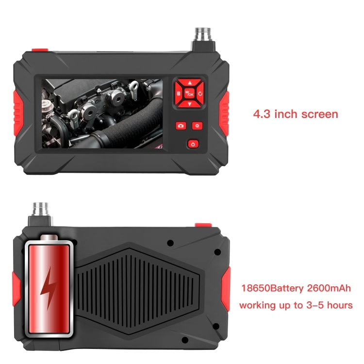 Vanntett inspeksjonskamera dual camera med 4.3" display 10m Hard Kabel