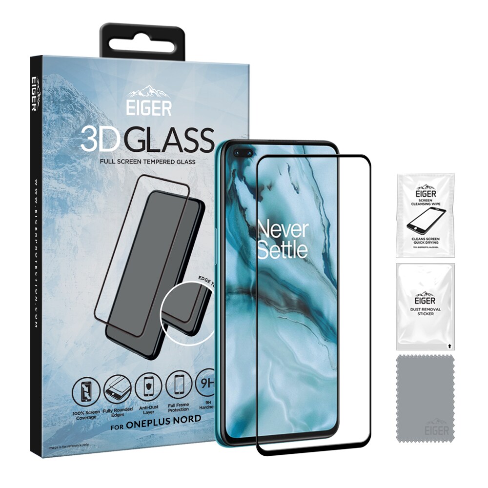 Eiger 3D Glass Skjermbeskyttelse OnePlus Nord Gjennomsiktig/Svart