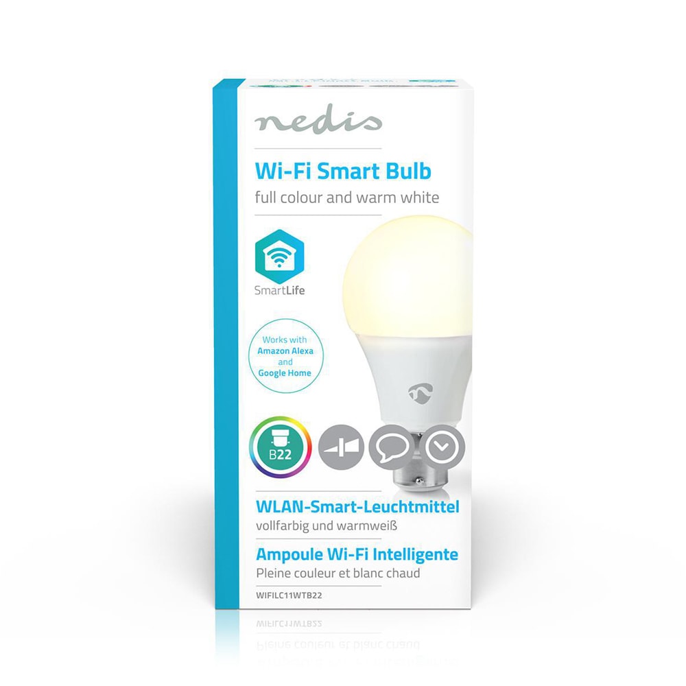 Nedis WiFi Smart LED-lyspære B22 Fullfarge og varm hvit