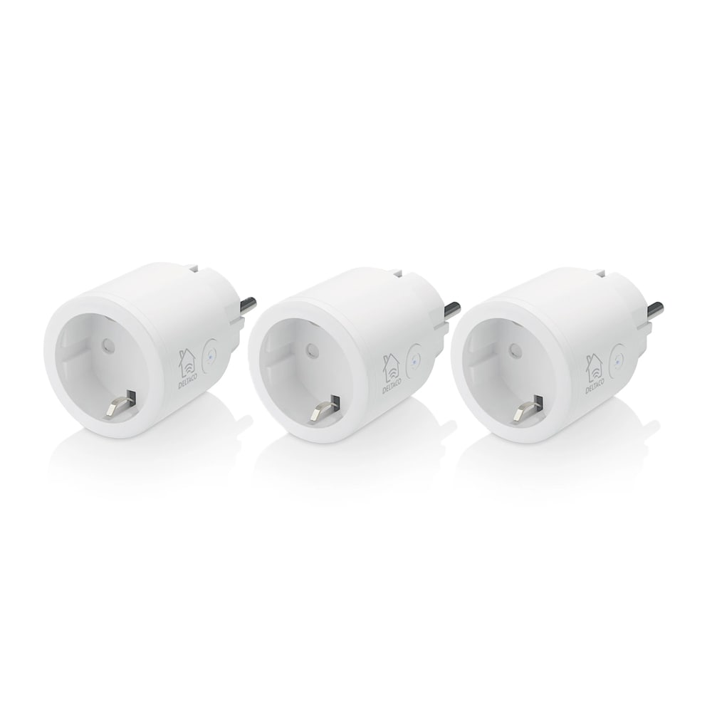 Deltaco Smart Home strømbryter, WiFi Hvit 3-pk