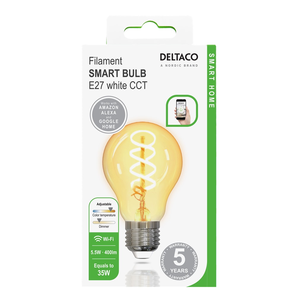Deltaco Smart Home FILAMENT LED-lyspære BULB 4.5W