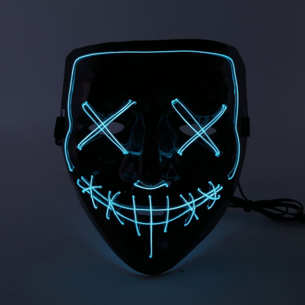 Halloweenmask Glowing - Lyseblå