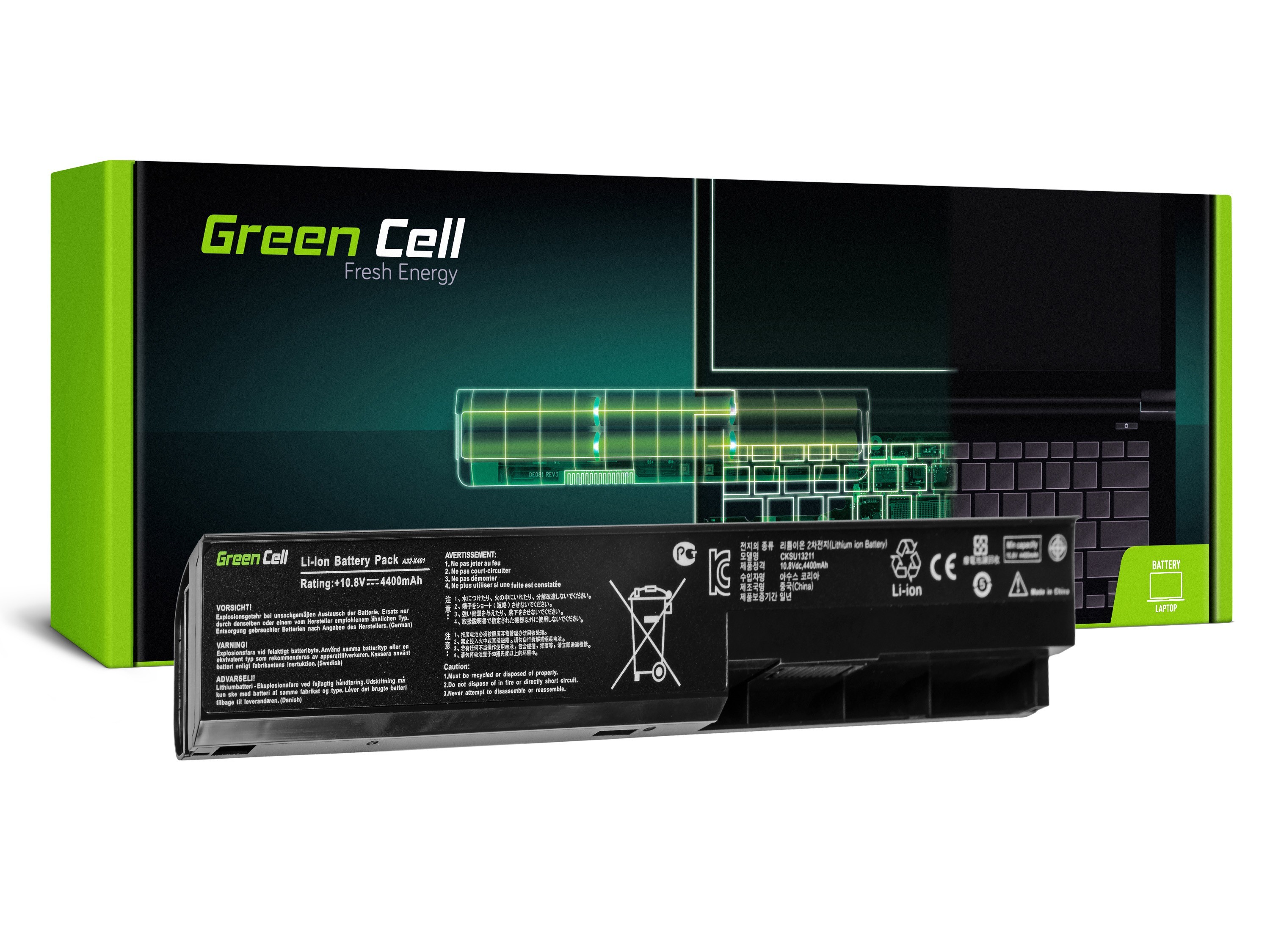 Green Cell laptop batteri til Asus X301 X301A X401 X501 / 11,1V 4400mAh