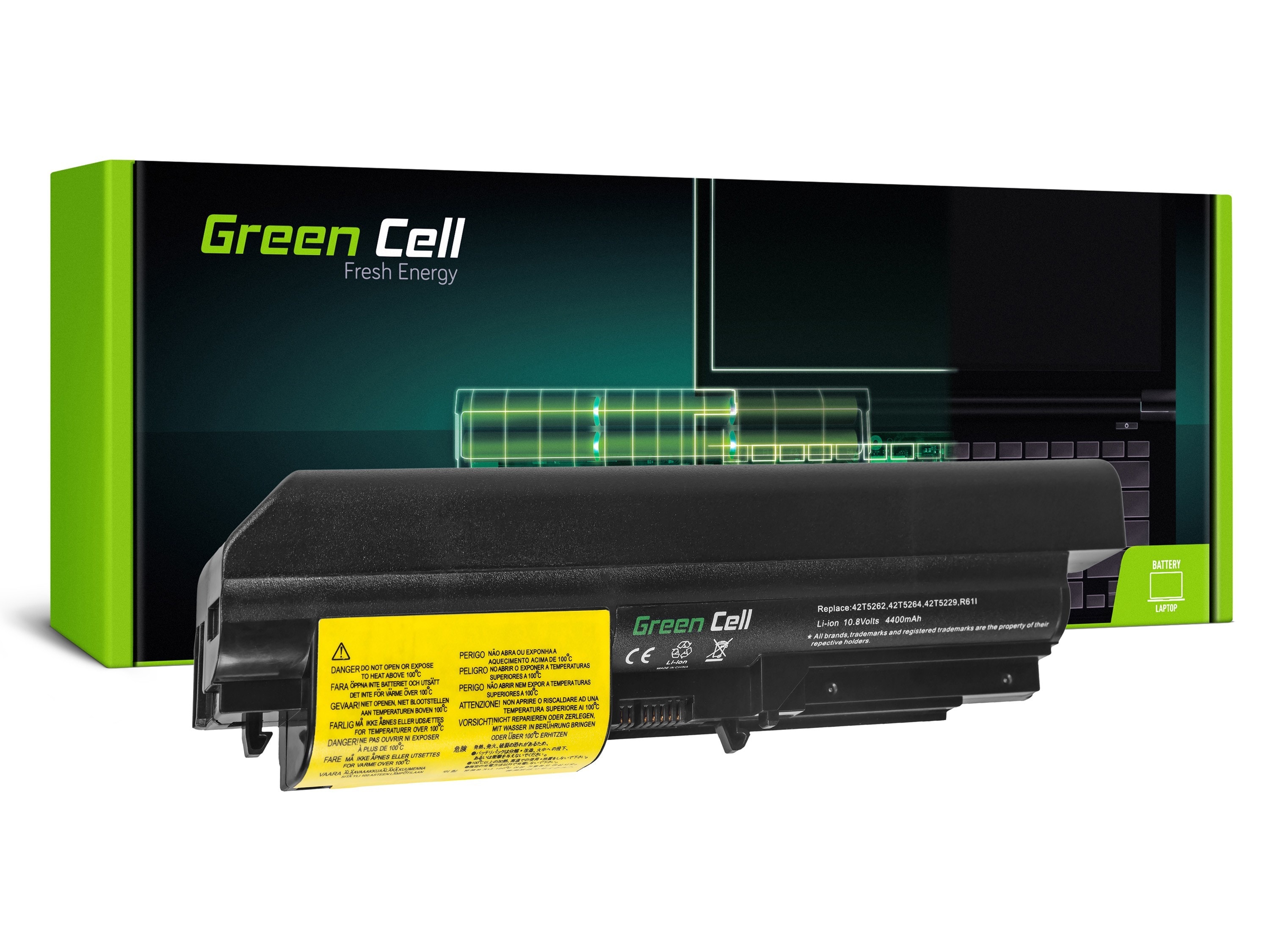 Green Cell laptop batteri til Lenovo ThinkPad R61 T61p T400 / 11,1V 4400mAh
