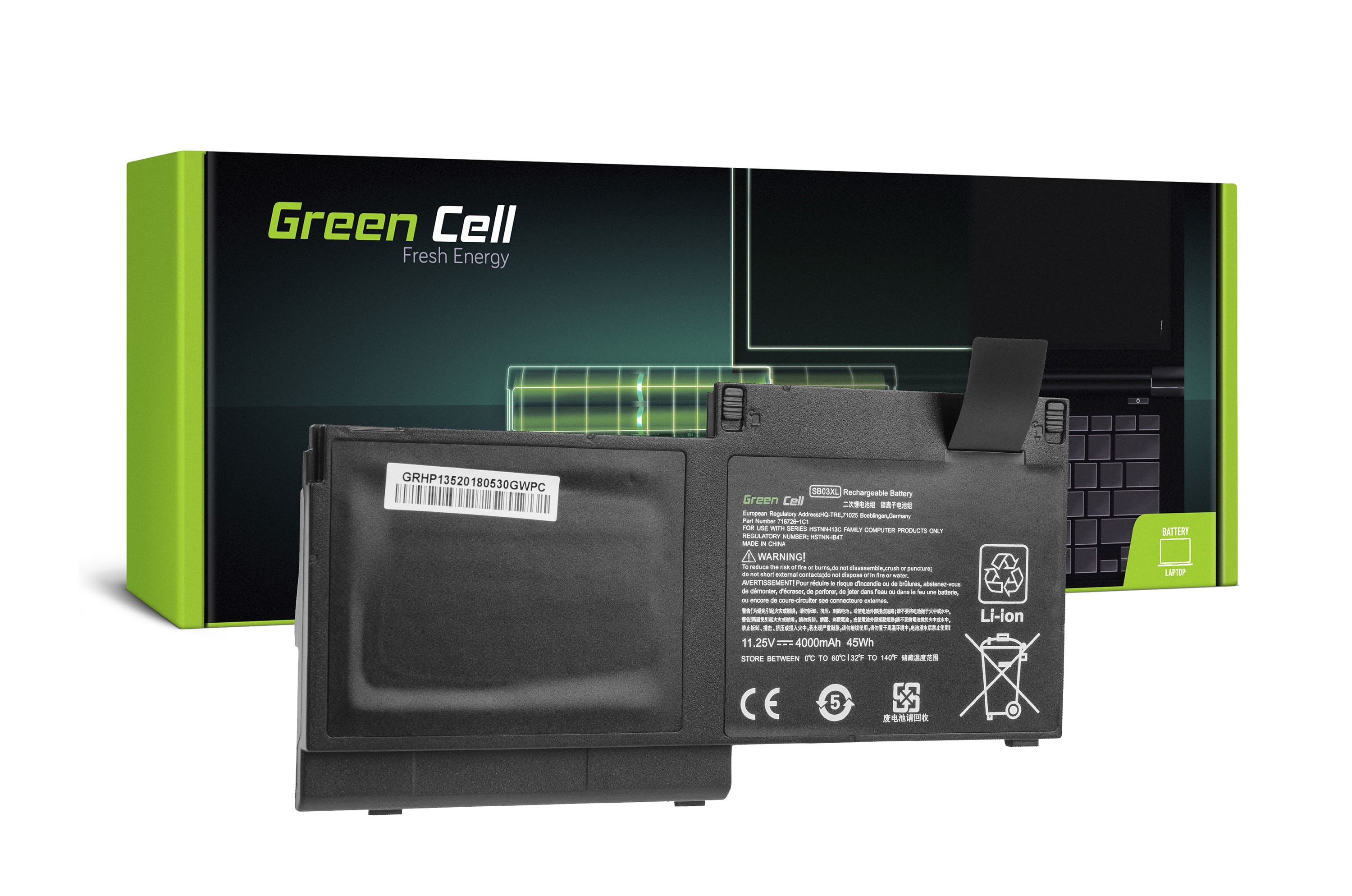 Green Cell laptop batteri til HP EliteBook 720 G1 G2 820 G1 G2 / 11,25V 4000mAh