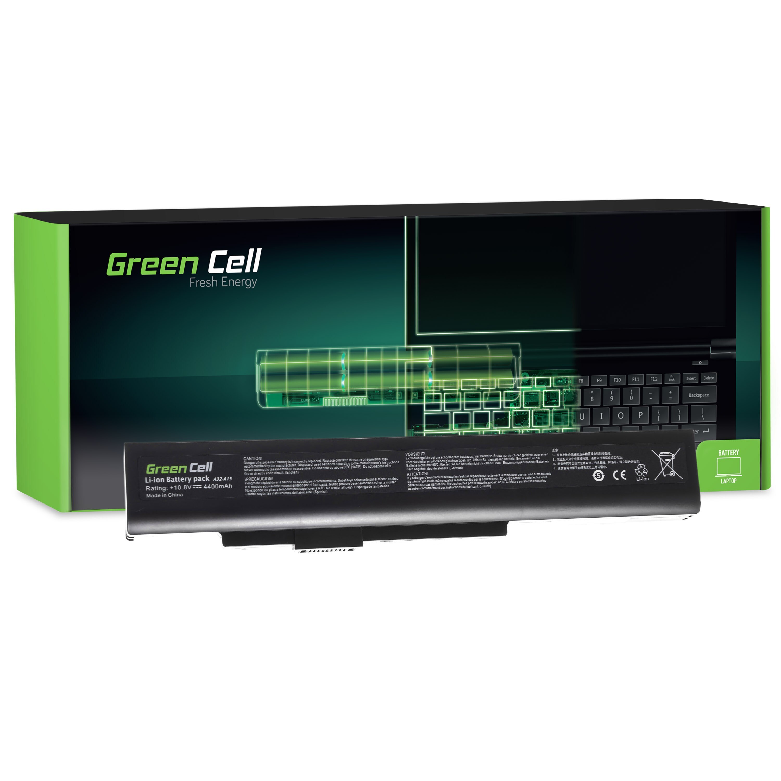 Green Cell laptop batteri til MSI A6400 CR640 CX640 MS-16Y1 / 11,1V 4400mAh