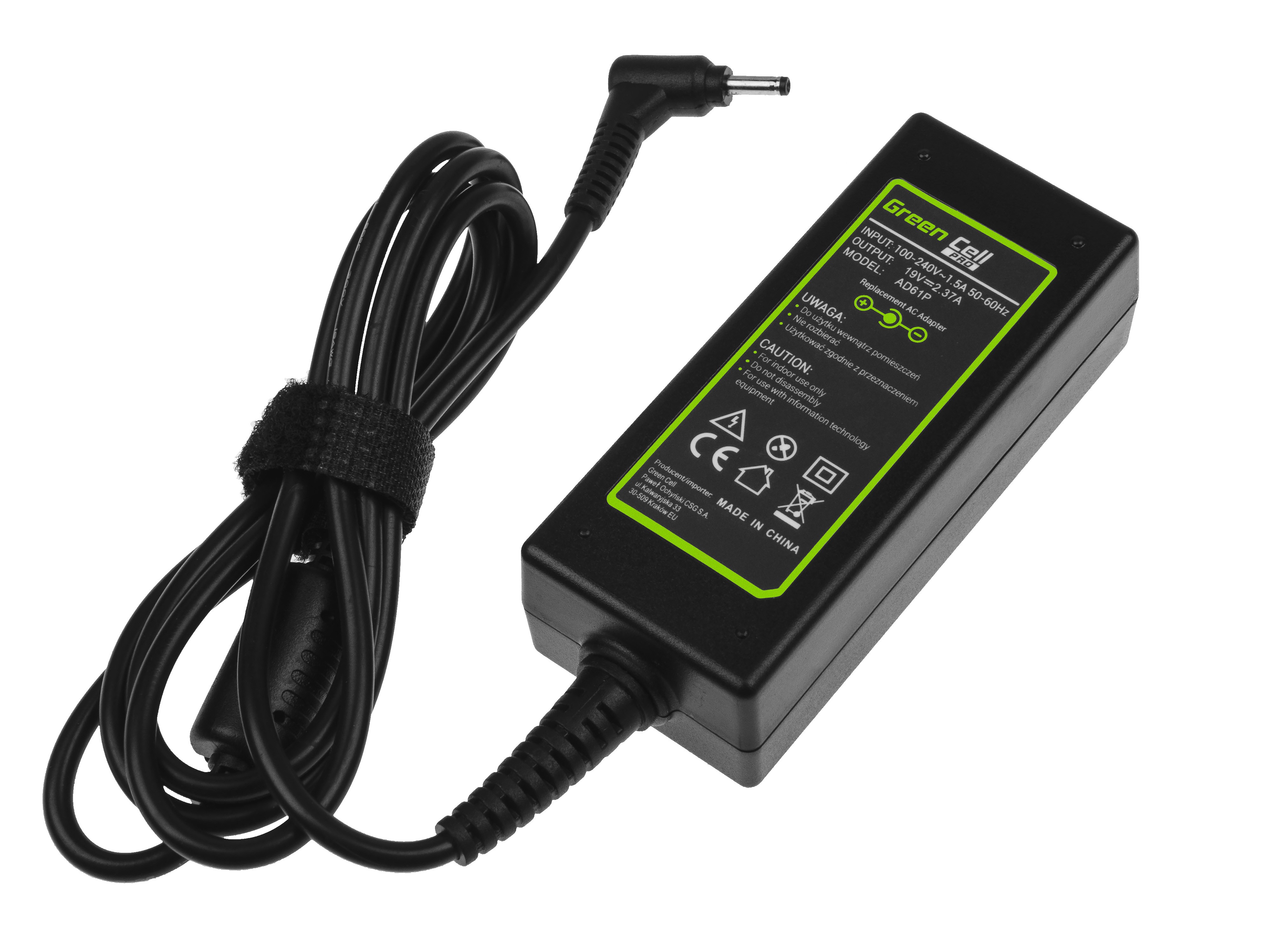 Green Cell lader / AC Adapter til Adapter Asus 45W / 19V 2.37A / 3.0-1.1mm