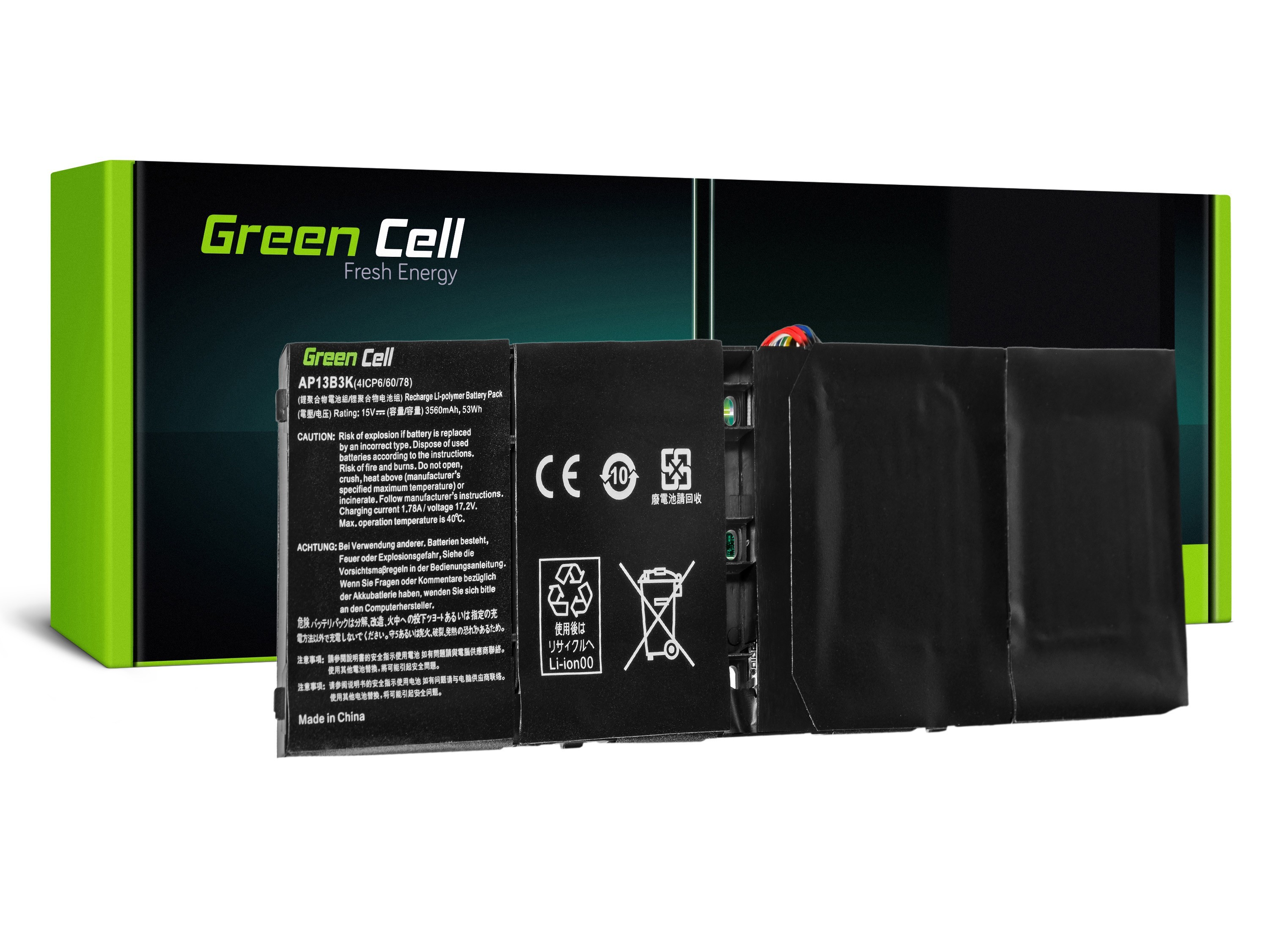 Green Cell laptop batteri til Acer Aspire V5-552 V5-572 V5-573  / 15V 3400mAh
