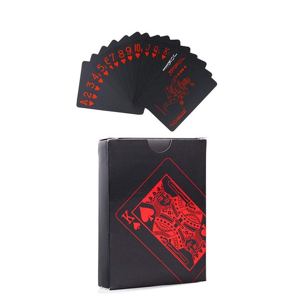 Svarte Spillekort med rød tekst