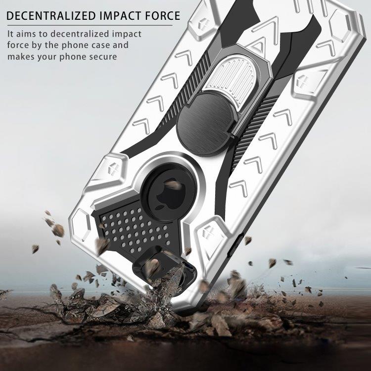 Armor Knight beskyttelsedeksel med roterende støtte til iPhone SE 2020 / 8 / 7 - Silver