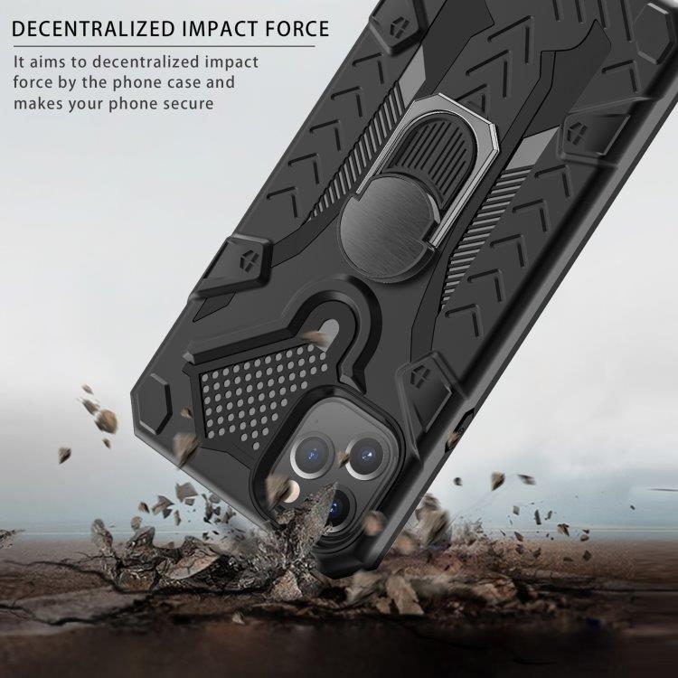 Armor Knight beskyttelsedeksel med roterende støtte til iPhone 11 Pro Max - Svart