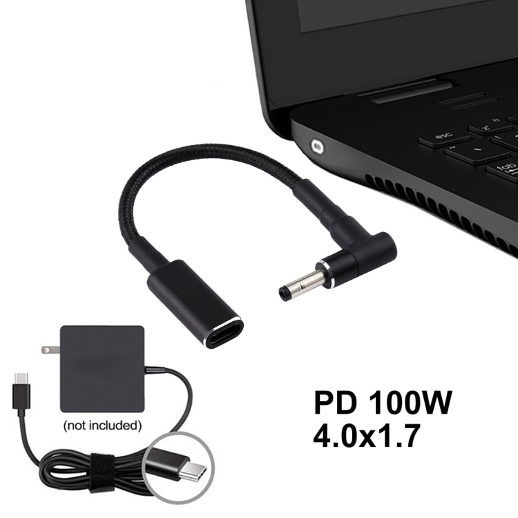 PD 100W 18.5-20V 4.0 x 1.7mm til USB Type-C Adapter
