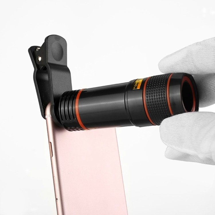 Teleskoplinse med klype til mobiltelefoner 12x optisk zoom