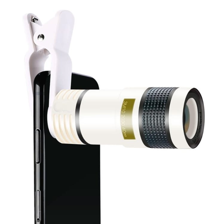 Teleskoplinse med klype til mobiltelefoner 12x optisk zoom