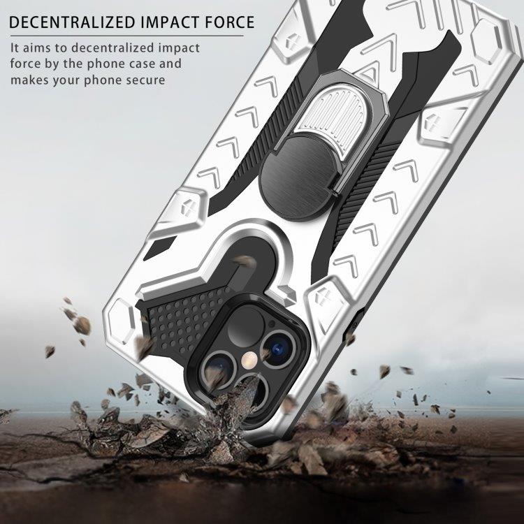 Iron Knight beskyttelsedeksel med roterende støtte til iPhone 12 / 12 Pro - Sølv