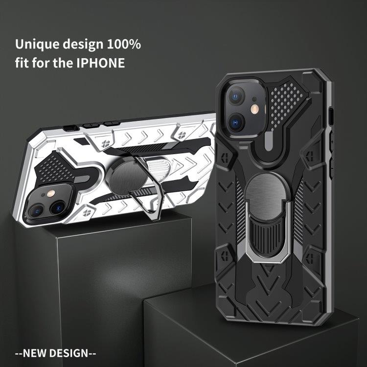Iron Knight beskyttelsedeksel med roterende støtte til iPhone 12 Mini - Svart