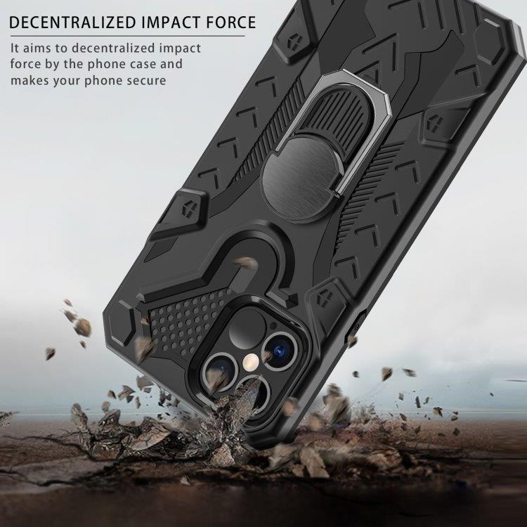 Iron Knight beskyttelsedeksel med roterende støtte til iPhone 12 Pro Max - Svart