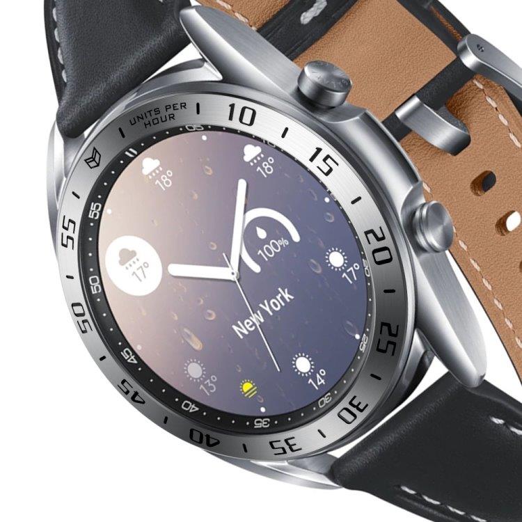 Klokkeramme til Samsung Galaxy Watch 3 41mm - Sølvring med svarte tegn