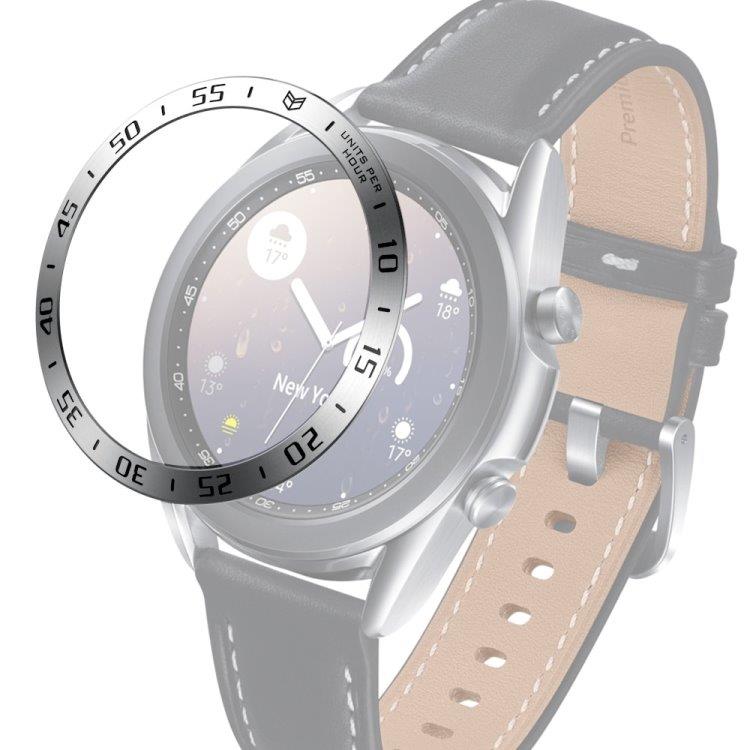 Klokkeramme til Samsung Galaxy Watch 3 41mm - Sølvring med svarte tegn