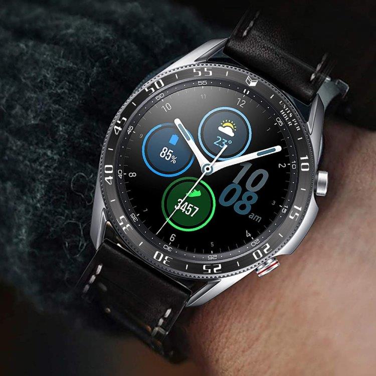 Klokkeramme til Samsung Galaxy Watch 3 45mm - Svart ring med hvite tegn