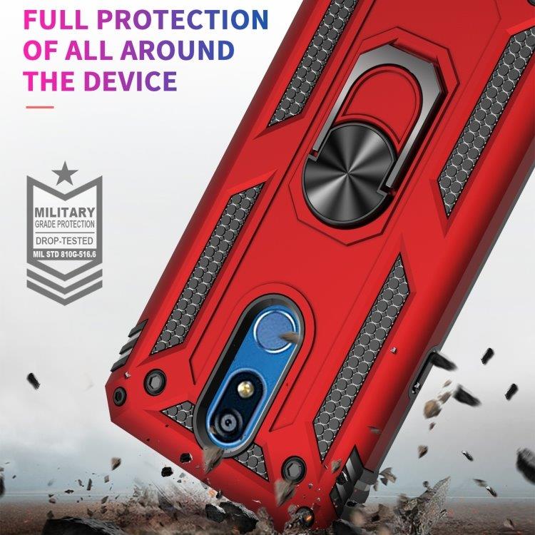 Beskyttende mobildeksel med roterende og foldbart stativ til LG K40