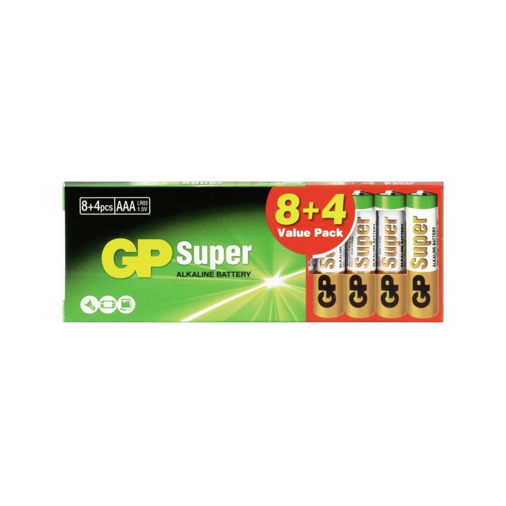 GP Super AAA-Batterier 8+4stk