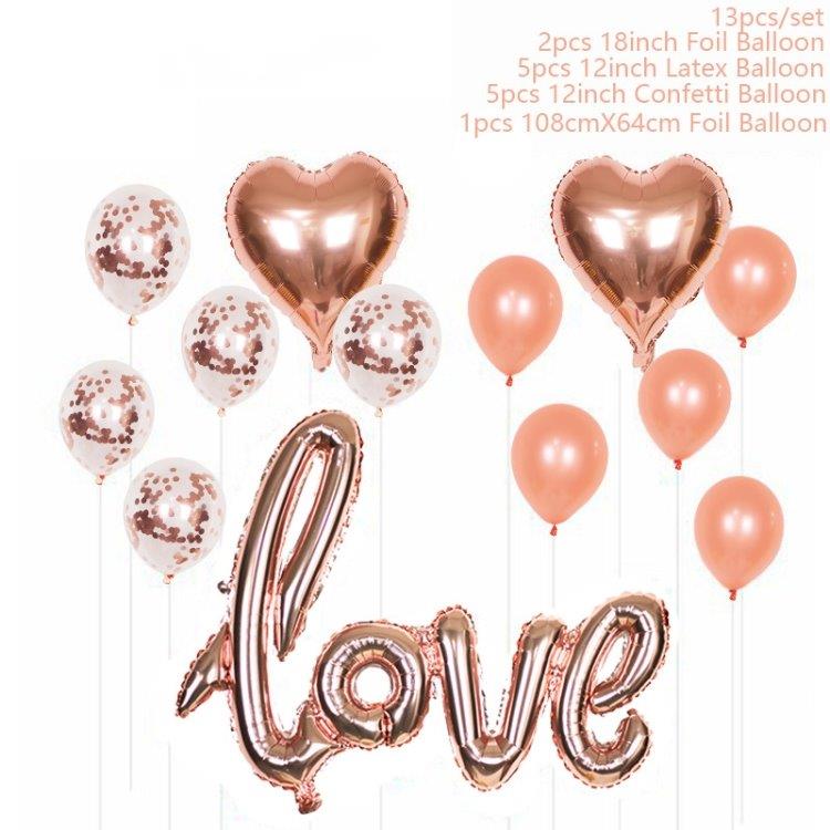 Et sett ballonger med kjærlighetstema