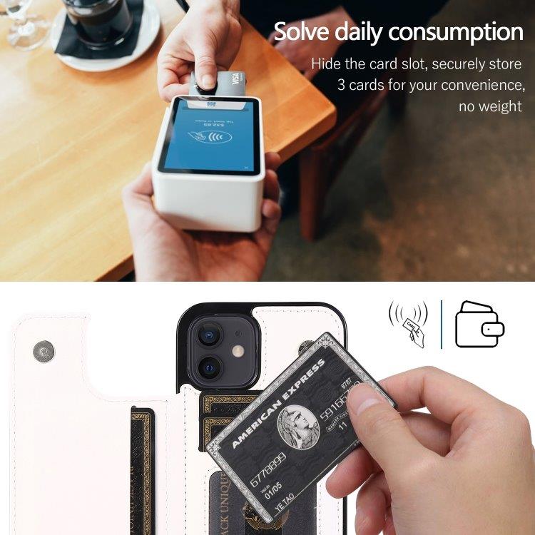 Slagsikkert mobildeksel med kortholder til iPhone 12 mini - Hvit