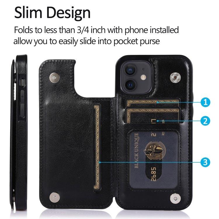 Slagsikkert mobildeksel med kortholder til iPhone 12 mini - Svart