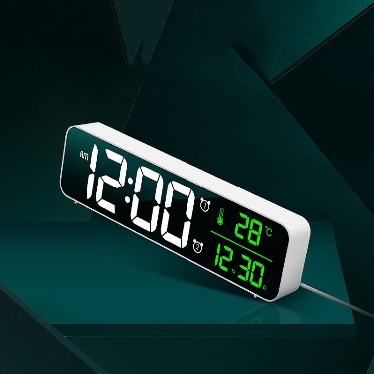Liten og smart klokke med alarm og termometer - Hvit