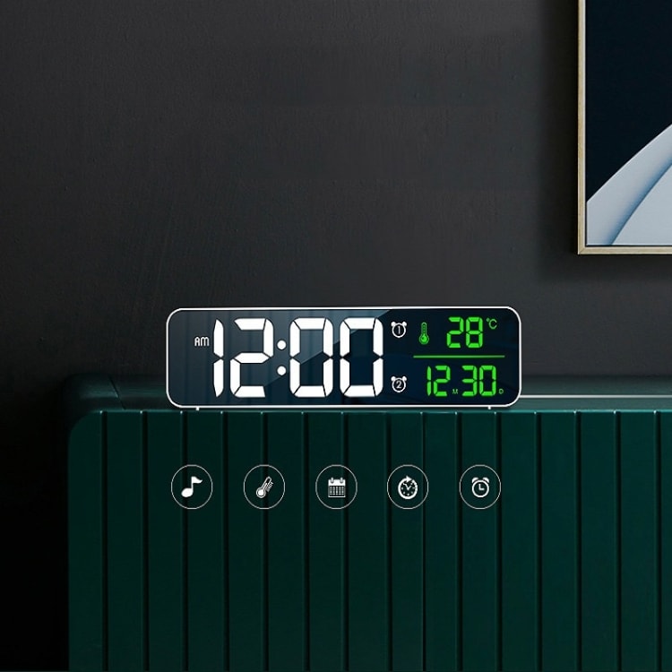 Liten og smart klokke med alarm og termometer - Svart