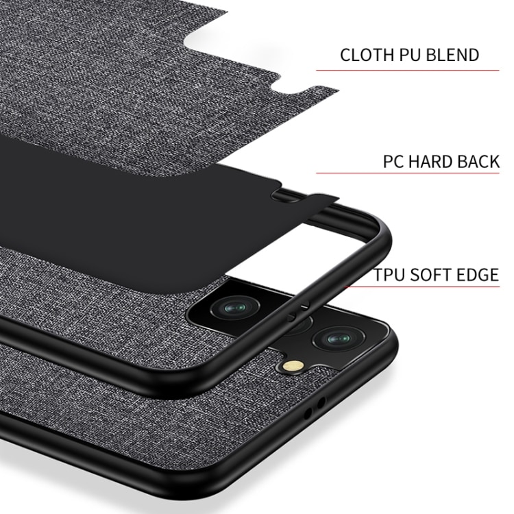Beskyttelsedeksel med tekstil på utsiden til Samsung Galaxy S21+  - Grå