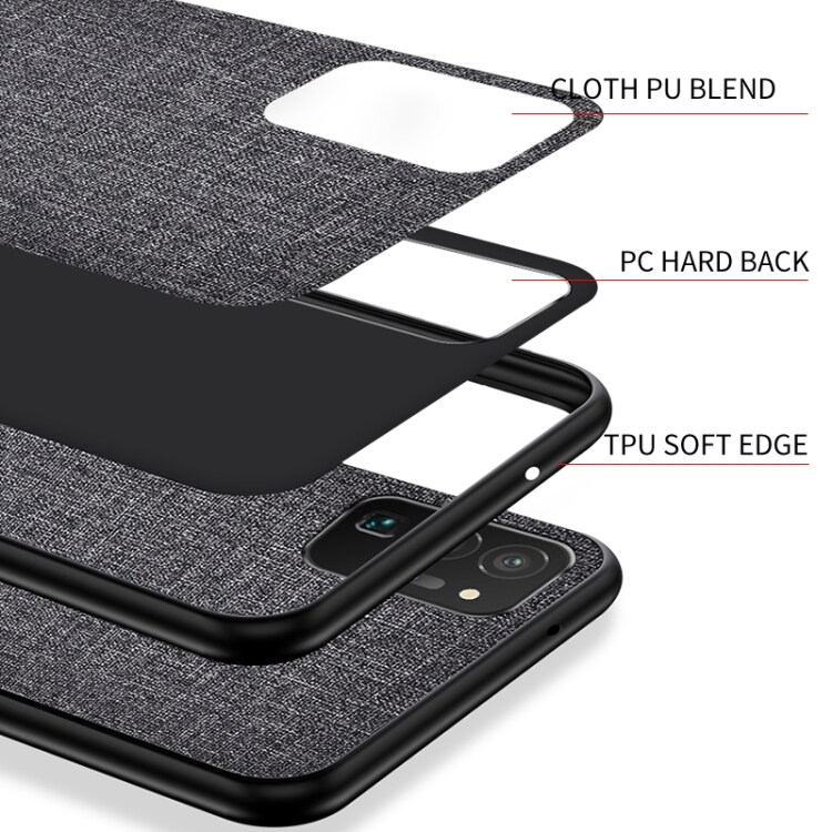 Beskyttelsedeksel med tekstil på utsiden til Samsung Galaxy S21 Ultra 5G -Sølv