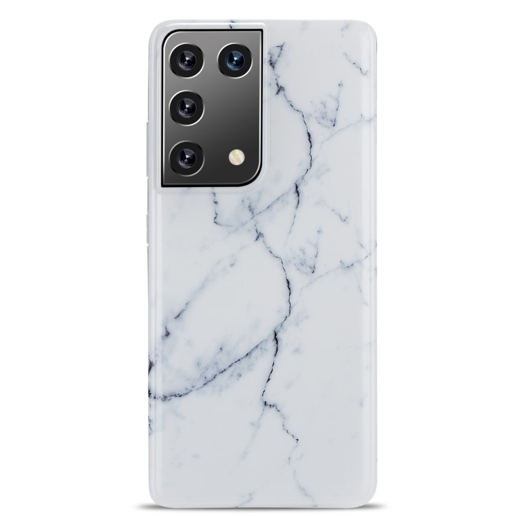 Deksel med marmortekstur til Samsung Galaxy S21 Ultra - Hvit