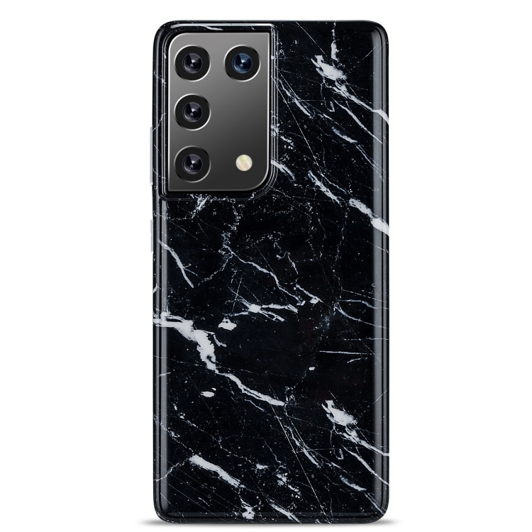 Deksel med marmortekstur til Samsung Galaxy S21 Ultra - Svart