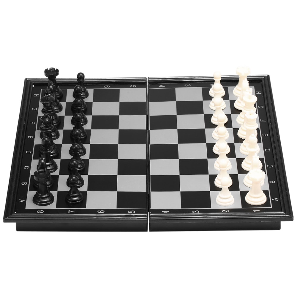 Sjakk Sett - Svart/Hvite Brikker 32x32cm