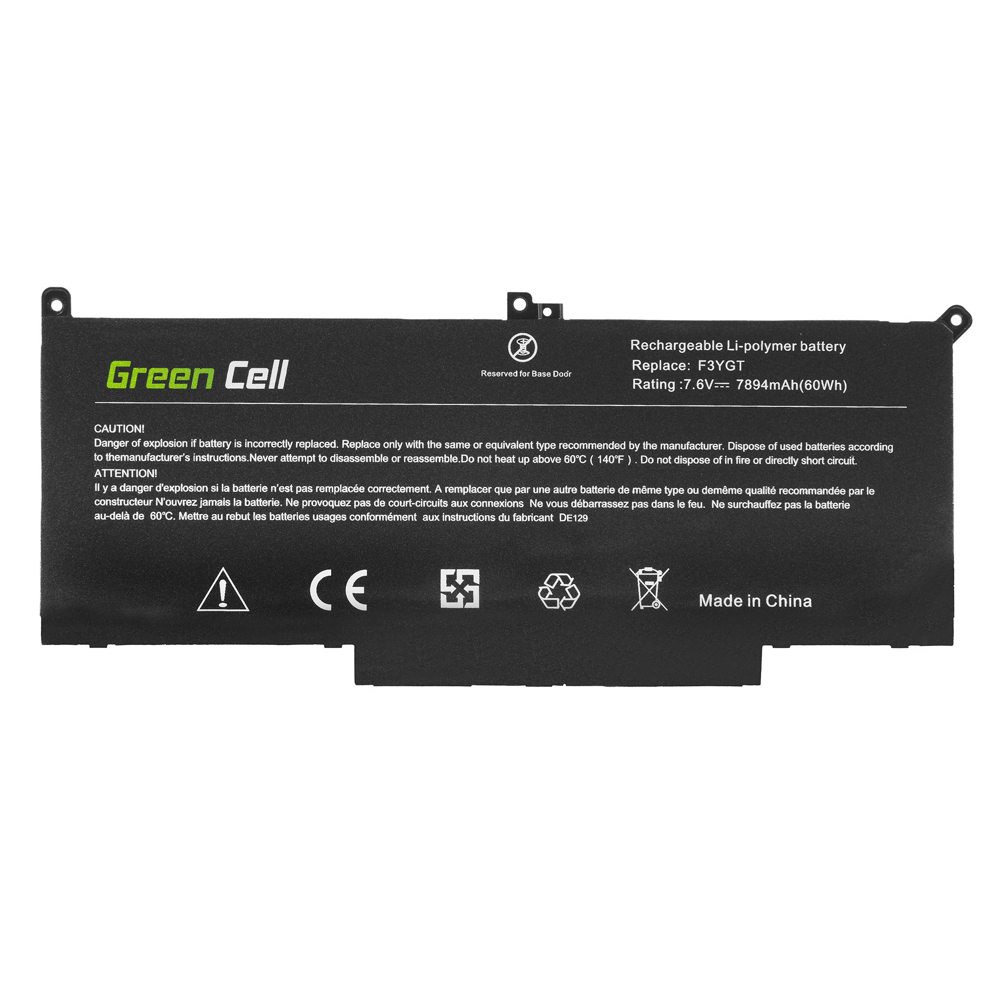 Green Cell batteri F3YGT til Dell Latitude 7280 7290 7380 7390 7480 7490