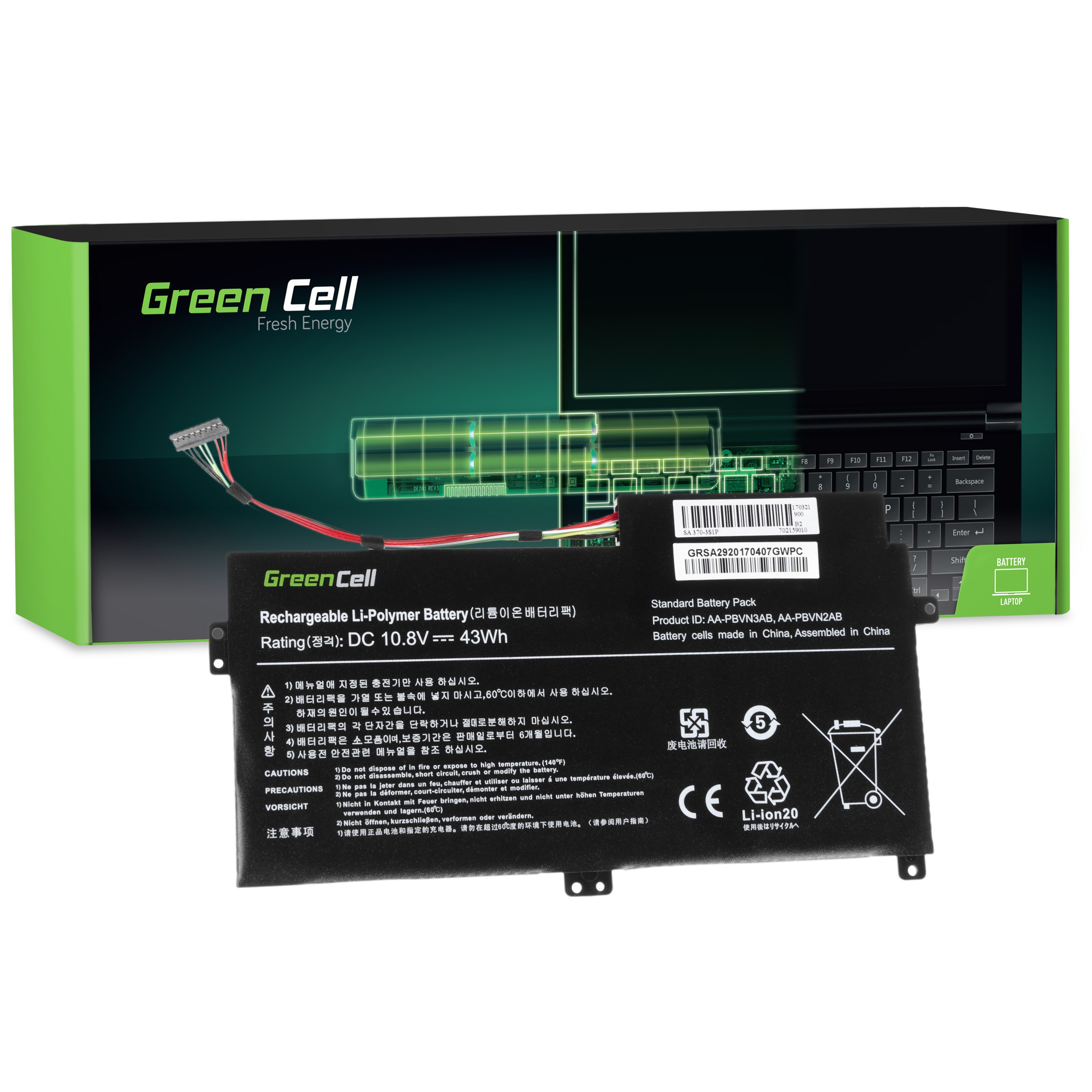 Green Cell laptop batteri til Samsung 370R 370R5E NP370R5E NP450R5E