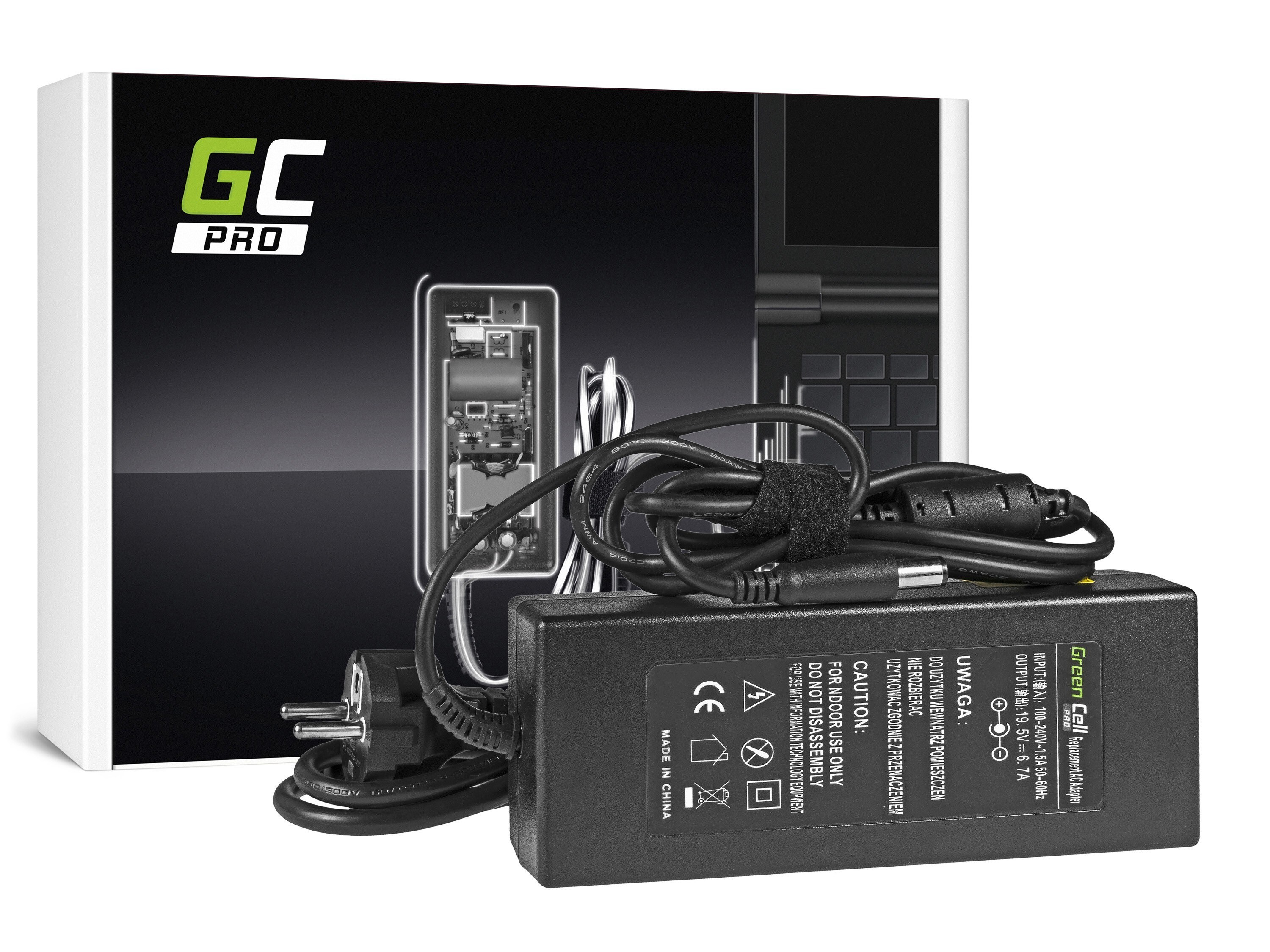 Green Cell PRO lader / AC Adapter til Dell 130W / 19.5V 6.7A / 7.4mm-5.0mm